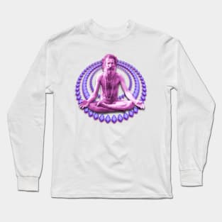 Floating Baba Purple Mandala Hippie Long Sleeve T-Shirt